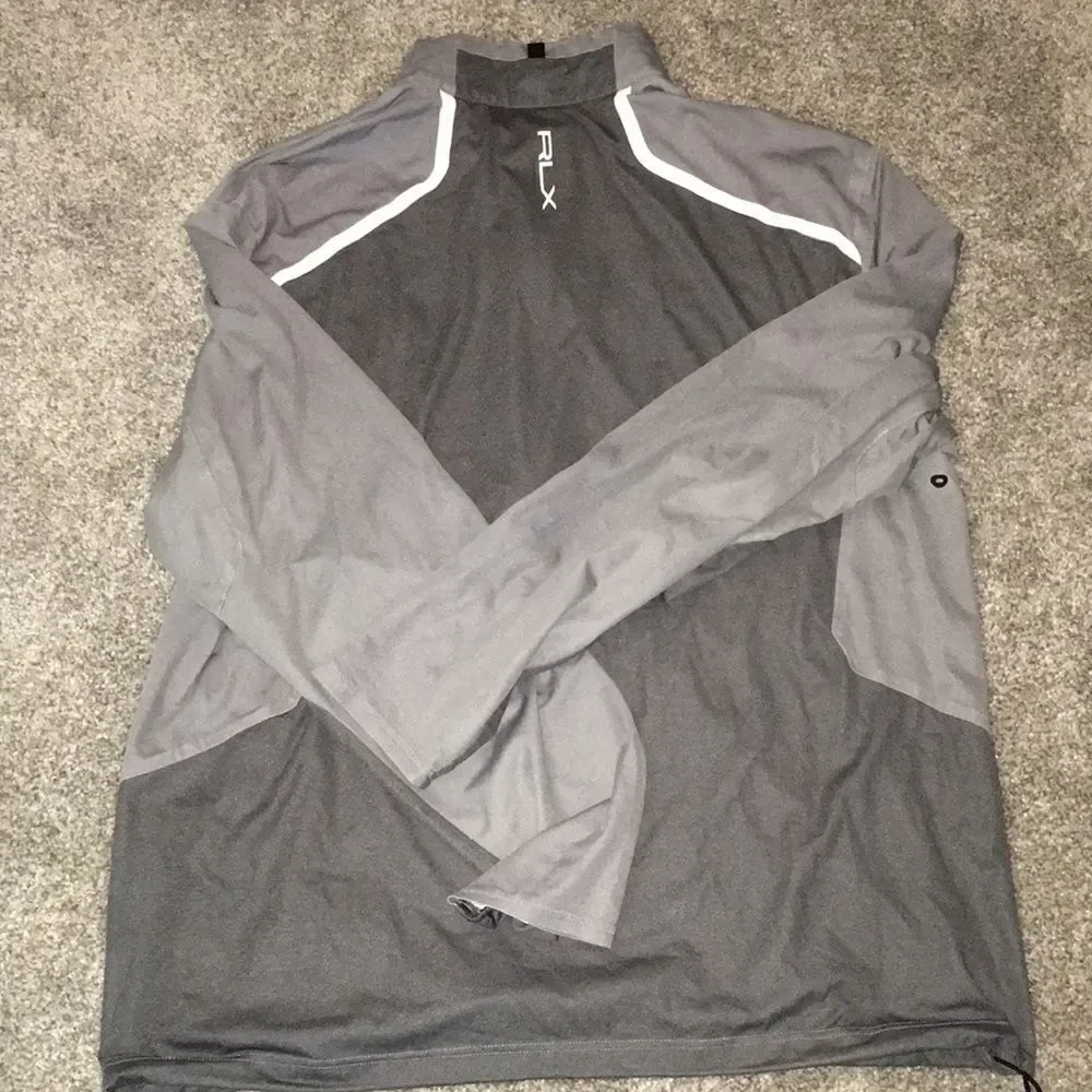 Worn out RLX Polo Ralph Lauren Pebble Beach 1919 Grey golf pullover wind shirt